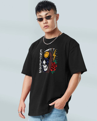 Humbe Solid, Graphic Print, Printed, Typography Men Round Neck Black T-Shirt