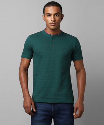 Allen Solly Solid Men Henley Neck Dark Green T-Shirt