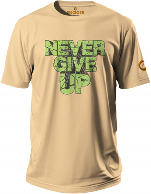 Enciger Printed Men Round Neck Beige T-Shirt