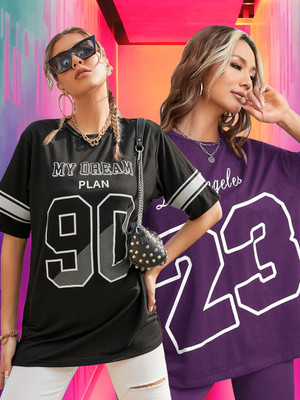 Christy World Printed Women Round Neck Multicolor T-Shirt