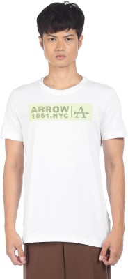 Arrow Sport Solid Men Round Neck White T-Shirt