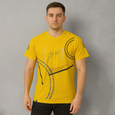 ArtfulPrint Printed Men Round Neck Yellow T-Shirt