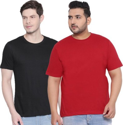 Organic Chics Solid Men Round Neck Black, Red T-Shirt