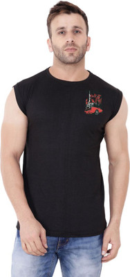 Lawful Casual Printed Men Round Neck Black T-Shirt