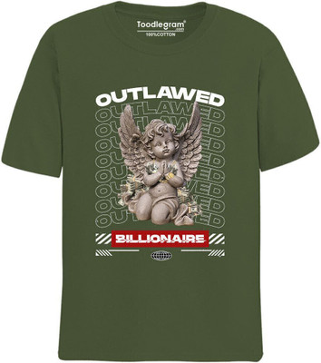 Toodlplus Printed, Typography Men Round Neck Green T-Shirt