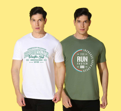 WOOSTRO Solid, Printed Men Round Neck Multicolor T-Shirt
