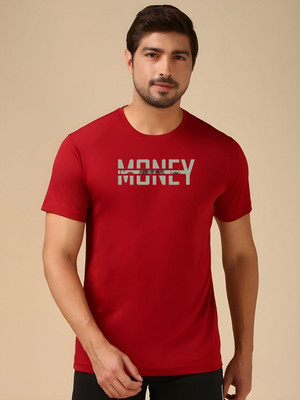 SZN Graphic Print Men Round Neck Maroon T-Shirt
