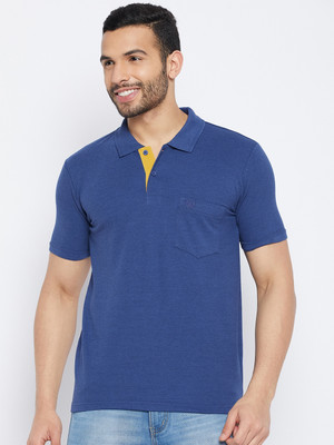 DUKE Solid Men Polo Neck Blue T-Shirt