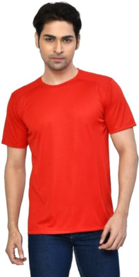 altius Solid Men Round Neck Red T-Shirt