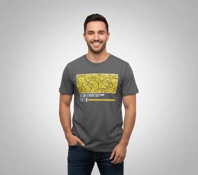 GUTI Printed Men Round Neck Grey T-Shirt