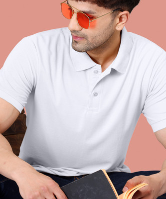 WOOSTRO Solid Men Polo Neck White T-Shirt