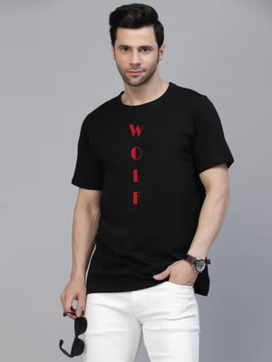 HouseOfCommon Printed Men Round Neck Black T-Shirt