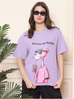 ALNIK Graphic Print Women Round Neck Purple T-Shirt
