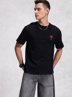 WROGN Printed Men Round Neck Black T-Shirt