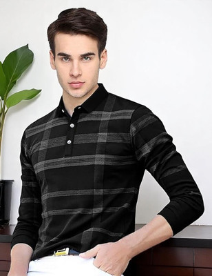 Autna Printed Men Polo Neck Black T-Shirt