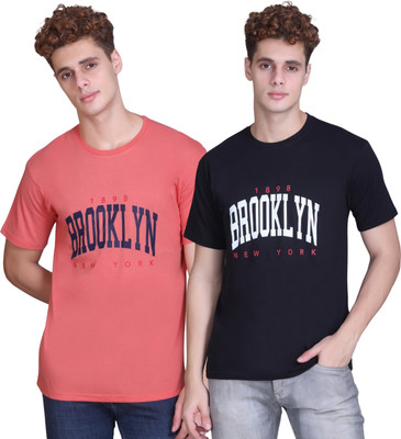 Zeffit Printed Men Round Neck Black, Orange T-Shirt