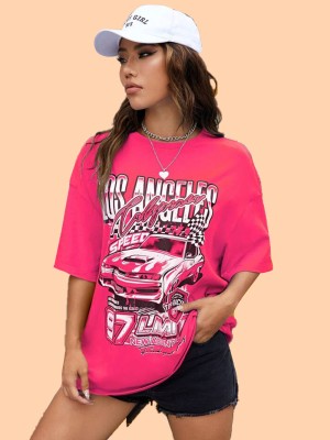 GLOBAL NOMAD Typography, Printed Women Round Neck Pink T-Shirt