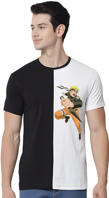 Smrink Printed Men Round Neck Black, White T-Shirt