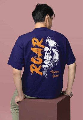 Desi Designs Textiles Pvt Ltd Printed Men Round Neck Navy Blue T-Shirt