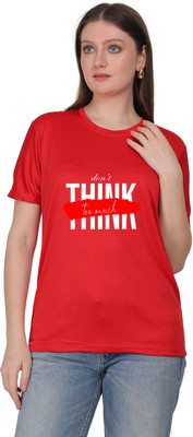 Joyfulmoments Printed Women Round Neck Red T-Shirt