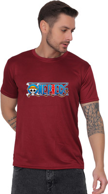 SaurabhEcomX Printed Men Round Neck Maroon T-Shirt