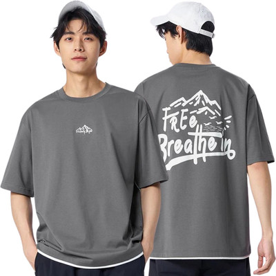 Leriya Fashion Printed Men Round Neck Grey T-Shirt