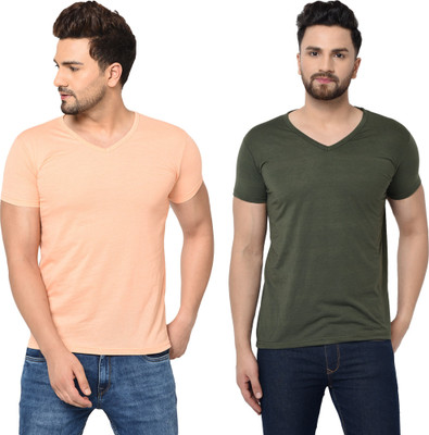 Tresna Fab Solid Men V Neck Multicolor T-Shirt
