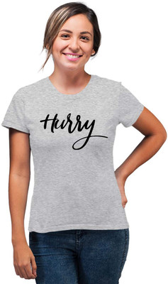 SmarTee Street Printed Women Round Neck Grey T-Shirt
