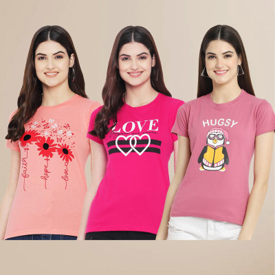 METRONAUT Graphic Print Women Round Neck Multicolor T-Shirt