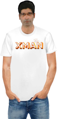 XMAN TEXTILES Printed Men Round Neck White T-Shirt