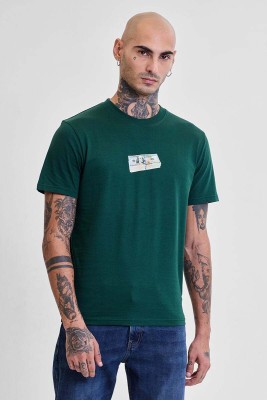 Snitch Graphic Print Men Round Neck Green T-Shirt