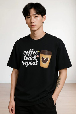 parthcreation Printed Men Round Neck Black T-Shirt