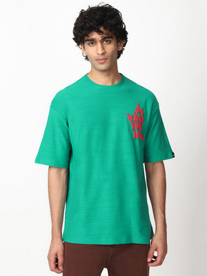 BEWAKOOF Graphic Print Men Round Neck Green T-Shirt