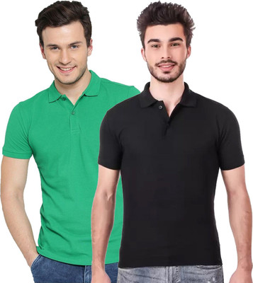 YUALIN CREATION Solid Men Polo Neck Multicolor T-Shirt