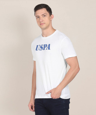 U.S. POLO ASSN. Typography Men Round Neck White T-Shirt