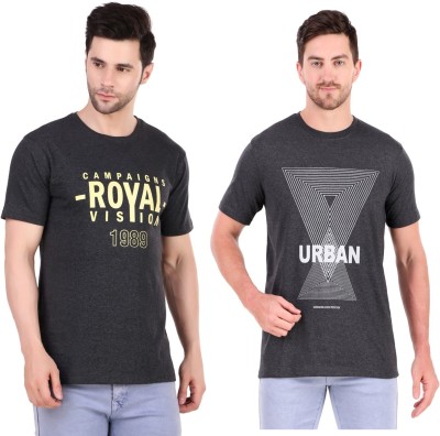 Fashion N Style Printed Men Round Neck Grey T-Shirt