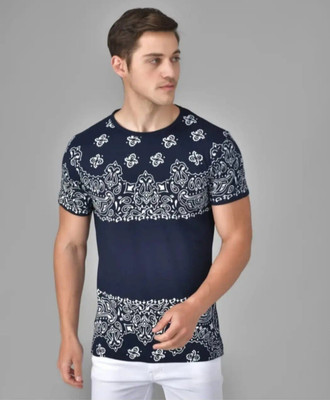 Ruggstar Printed Men Round Neck Navy Blue T-Shirt