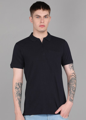 United Colors of Benetton Solid Men Polo Neck Grey T-Shirt