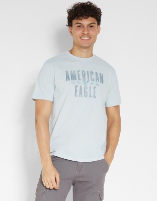 VAN HEUSEN Printed Men Round Neck Blue T-Shirt