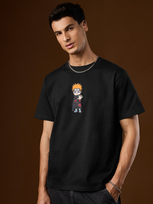 The Souled Store Cartoon Men Round Neck Black T-Shirt