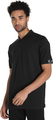 PUMA Solid Men Peter Pan Collar Black T-Shirt