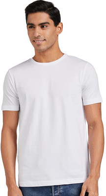 Adabsha Solid Men Round Neck White T-Shirt