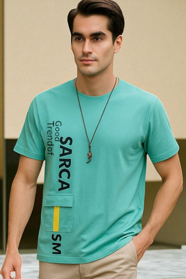Autna Typography Men Round Neck Green T-Shirt
