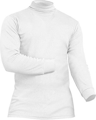 CRYSTALREVENUE Striped Men High Neck White T-Shirt