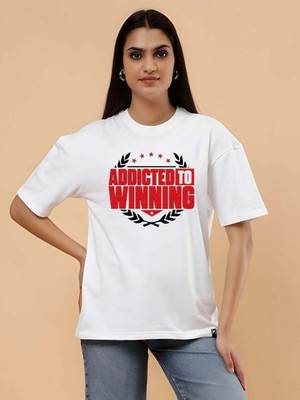 SZN Graphic Print Women Round Neck White T-Shirt