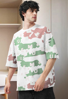 TRIPR Printed Men Round Neck White, Green, Pink T-Shirt