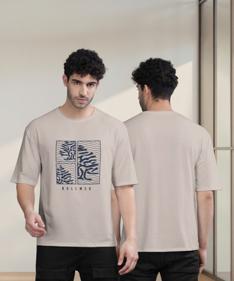 Bullmer Printed Men Round Neck Beige T-Shirt