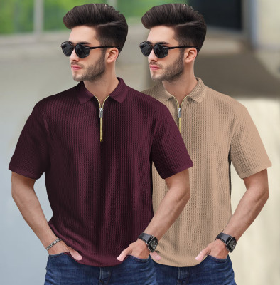 TRIPR Striped Men Polo Neck Multicolor T-Shirt
