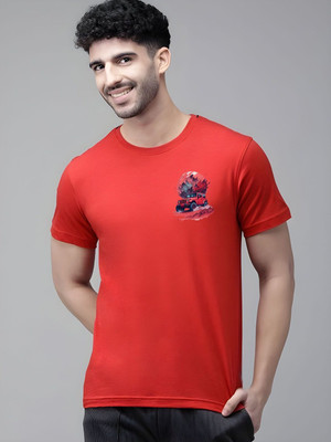 SZN Graphic Print Men Round Neck Red T-Shirt