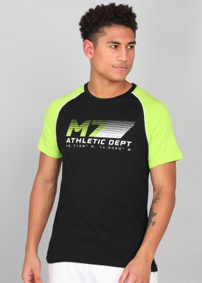 M7 By Metronaut Printed Men Round Neck Black, Green T-Shirt